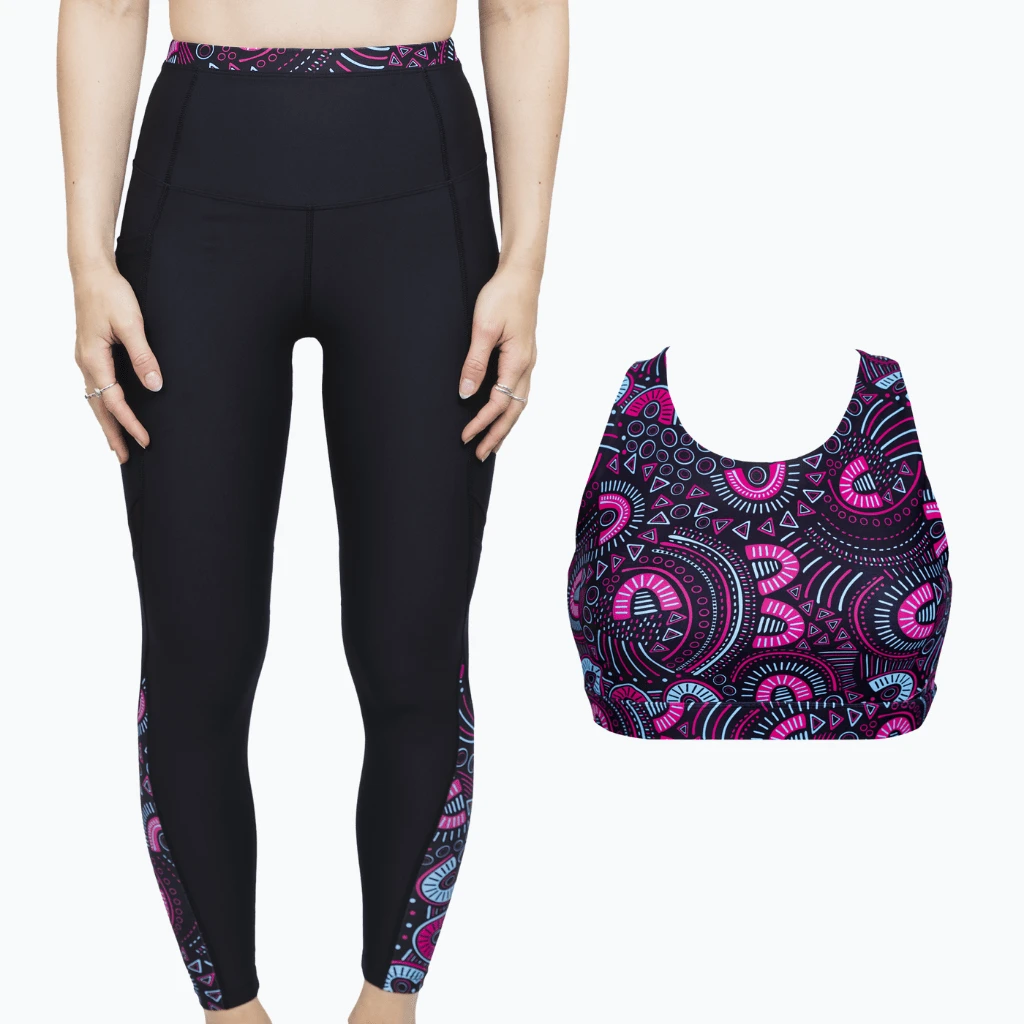 OddBalls Scribbles Leggings & Sports Bra Set - Fun & Comfortable Women's Sportswear 3 OddBalls Scribbles - Leggings + Sports Bra Bundle