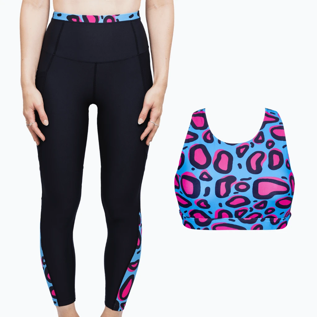 OddBalls Lazy Leopard Leggings & Sports Bra Set - Women's Sportswear Bundle 3 OddBalls Lazy Leopard - Leggings + Sports Bra Bundle