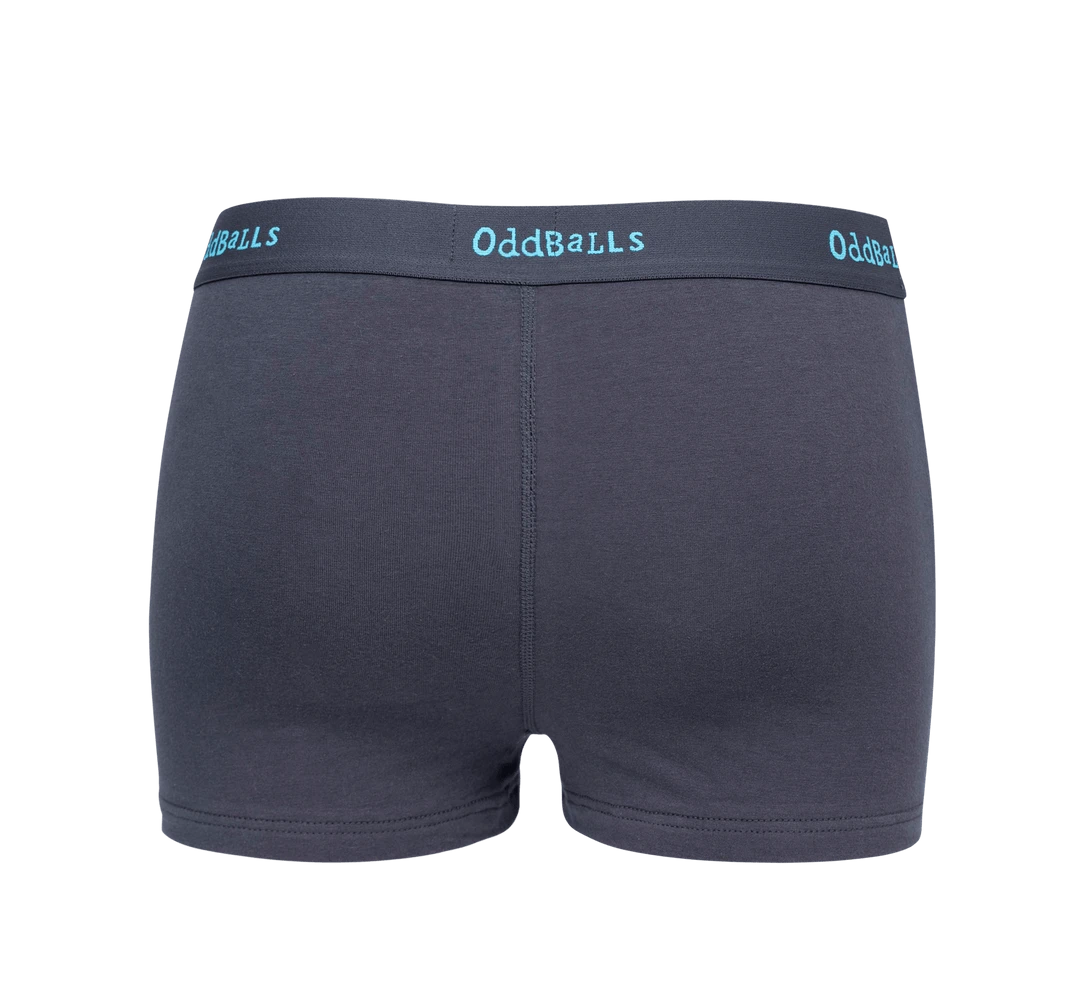 OddBalls Charcoal & Blue Ladies Boxers - Comfortable & Stylish Women's Underwear 4 OddBalls Charcoal & Blue - Ladies Boxers