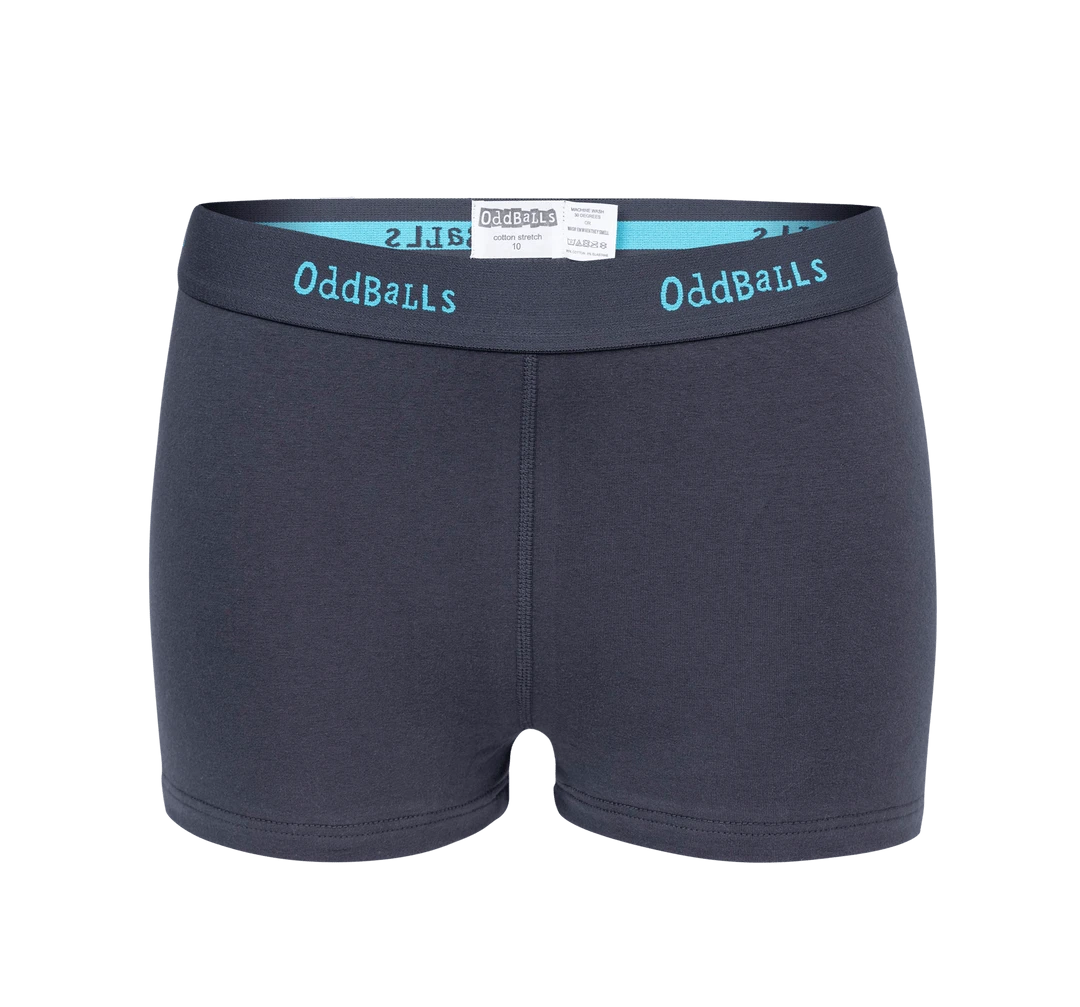OddBalls Charcoal & Blue Ladies Boxers - Comfortable & Stylish Women's Underwear 3 OddBalls Charcoal & Blue - Ladies Boxers
