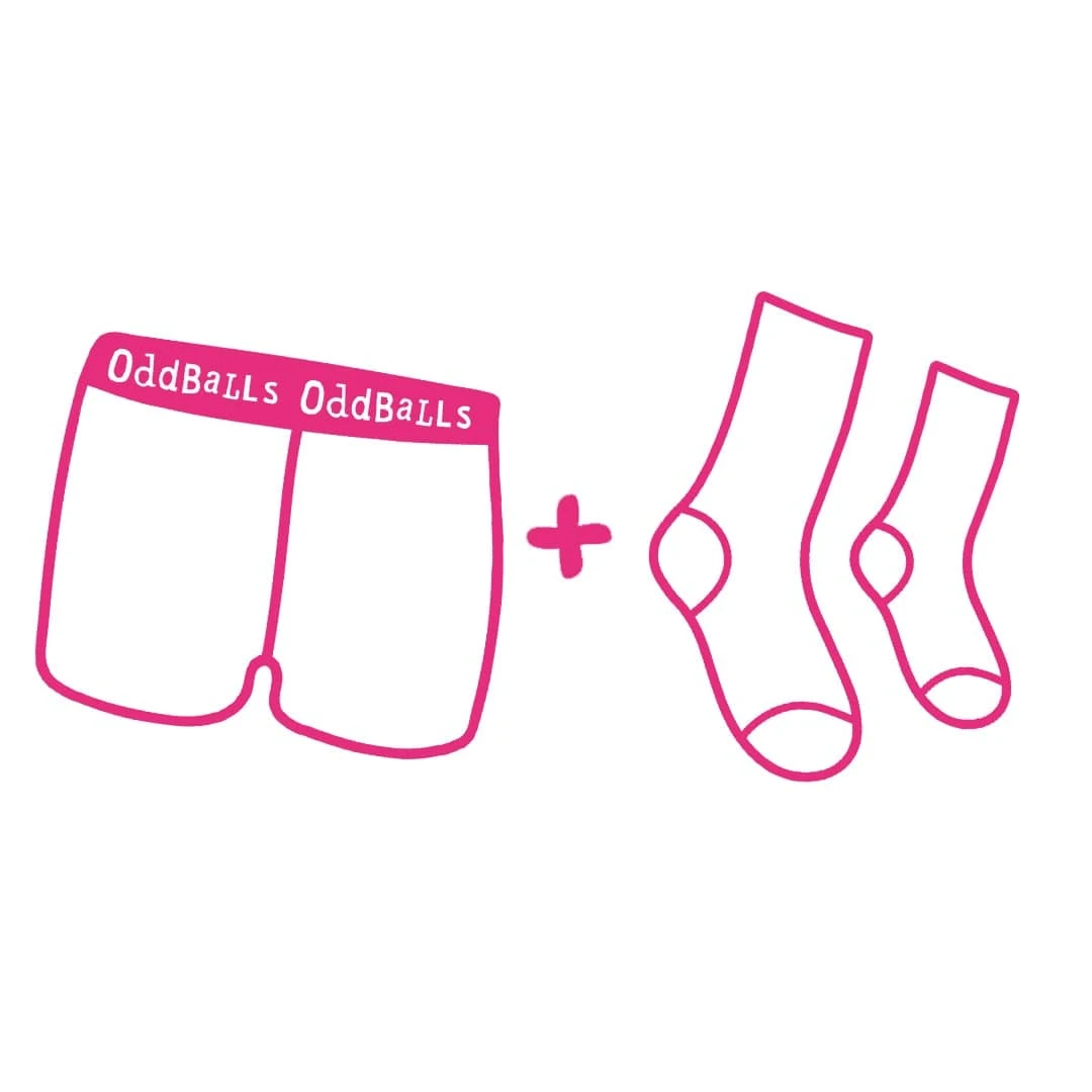 OddBalls Ladies Boxer Shorts & Socks Monthly Subscription - Fun & Comfortable Underwear & Socks Set 12 OddBalls Subscriptions Boxers CLASSIC Subscription - Ladies Boxer Shorts & Socks Monthly Subscription