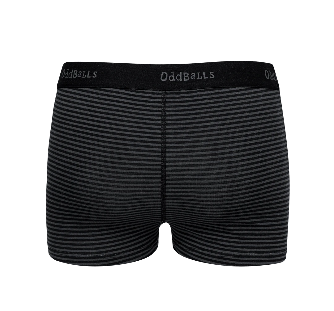 OddBalls Grey & Black Striped Boxer Shorts for Teen Girls - Comfortable & Stylish Underwear 4 OddBalls Grey & Black Stripes - Teen Girls Boxers