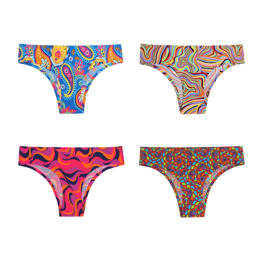 OddBalls Colourful Ladies Seamless 4 Pack Bundle - Soft & Comfortable Underwear Set 3 OddBalls Colourful Bundle - Ladies Seamless 4 Pack Bundle