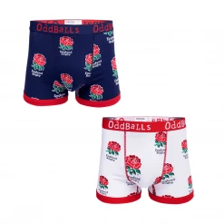 OddBalls England Rugby Union Bundle - Mens Boxer Shorts 2 Pack Bundle