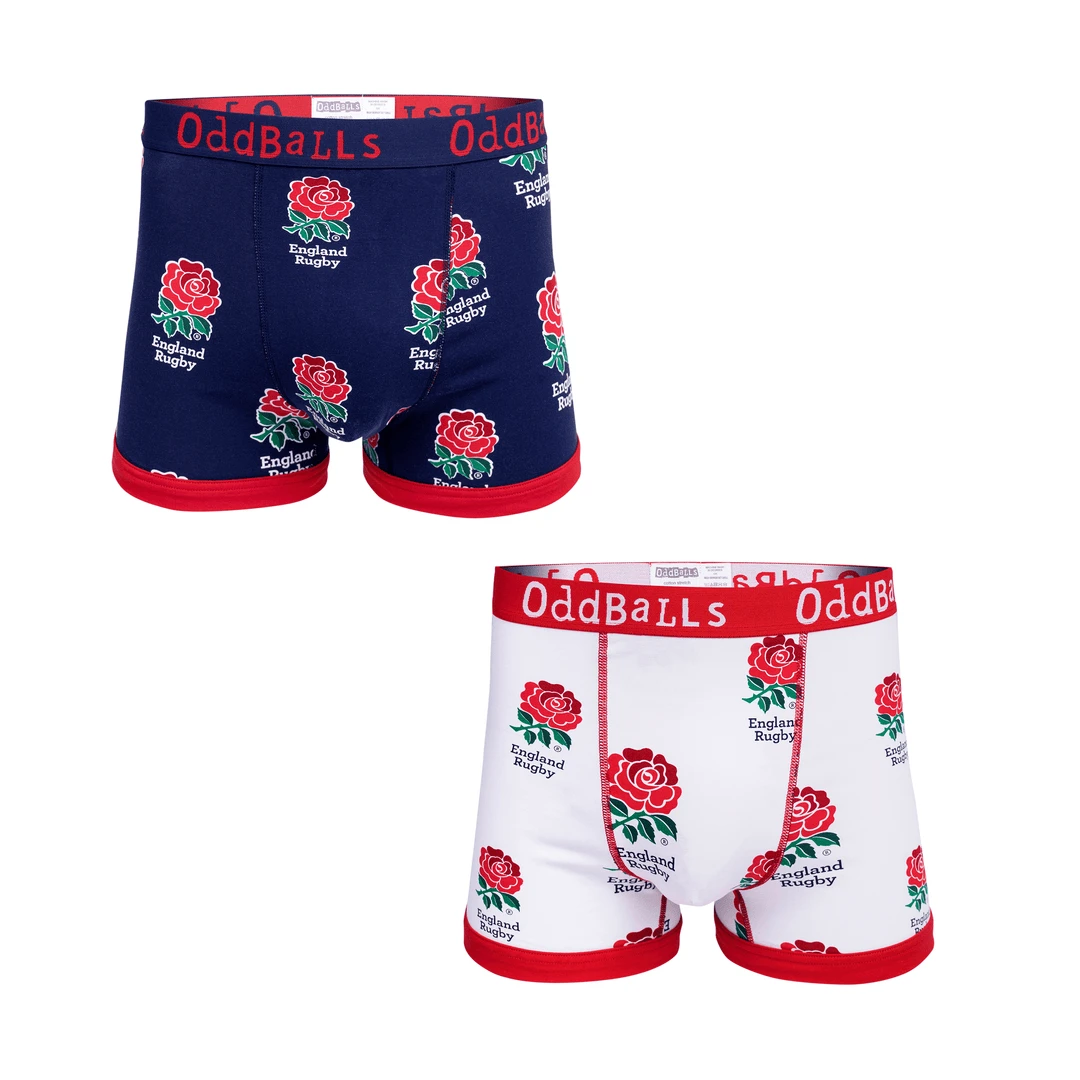 OddBalls England Rugby Union Men's Boxer Shorts 2 Pack - Comfortable & Stylish Underwear 3 OddBalls England Rugby Union Bundle - Mens Boxer Shorts 2 Pack Bundle