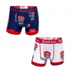 OddBalls Boys Boxer Shorts (Kids) England Rugby Union Bundle - Kids Boxer Shorts 2 Pack Bundle