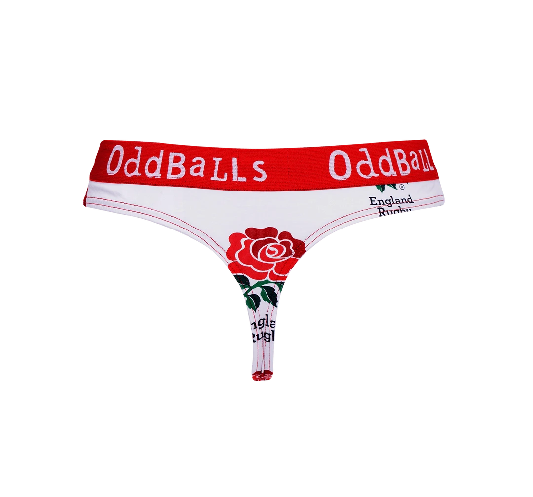 OddBalls England Rugby White Ladies Thong - Comfortable & Stylish Women's Underwear 3 OddBalls Thongs England Rugby White - Ladies Thong
