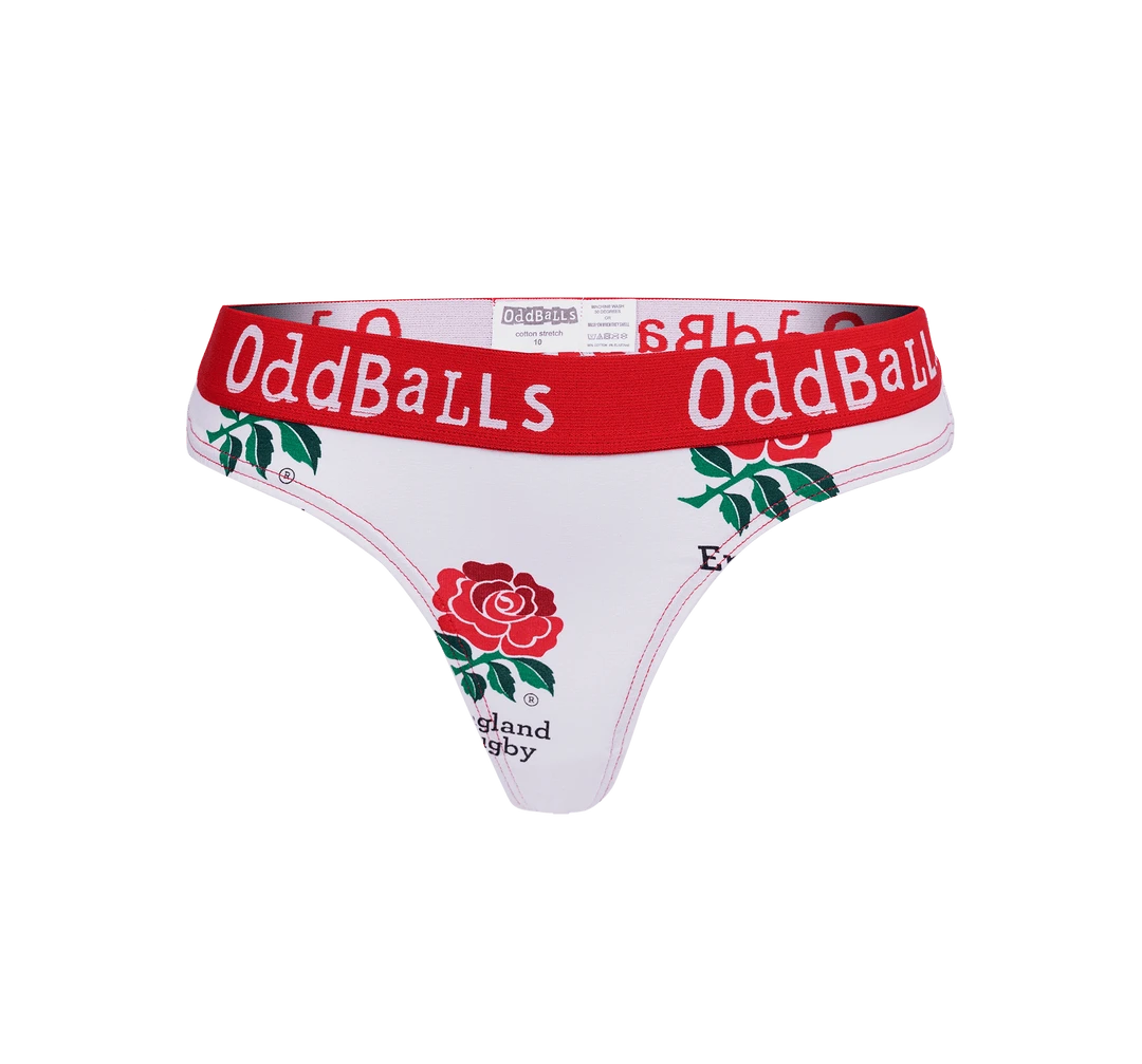 OddBalls England Rugby White Ladies Thong - Comfortable & Stylish Women's Underwear 4 OddBalls Thongs England Rugby White - Ladies Thong