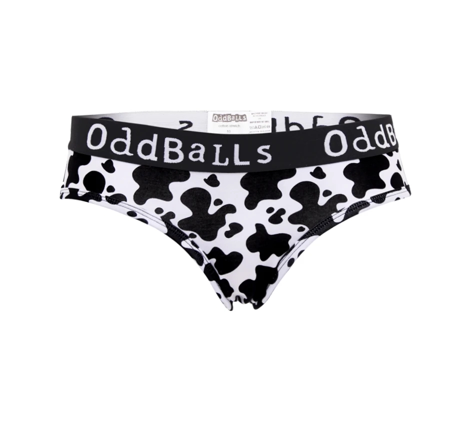 OddBalls Cow Print Teen Girls Briefs - Fun & Comfortable Underwear 3 OddBalls Cow Print - Teen Girls Briefs