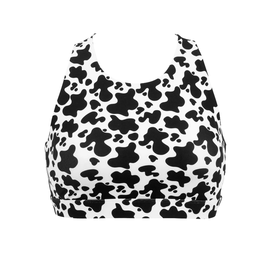 OddBalls Cow Print Sports Bra for Teen Girls - Comfortable & Stylish Activewear 3 OddBalls Cow Print - Teen Girls Sports Bra Teen Girls Sports Bras