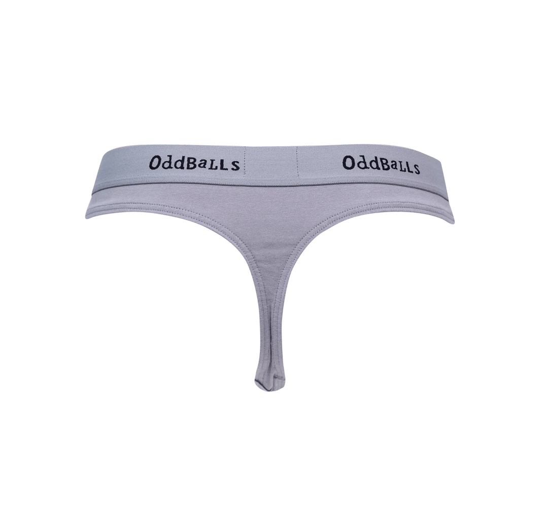 OddBalls Grey & Black Ladies Thong - Comfortable & Stylish Women's Underwear 3 OddBalls Thongs Grey & Black - Ladies Thong