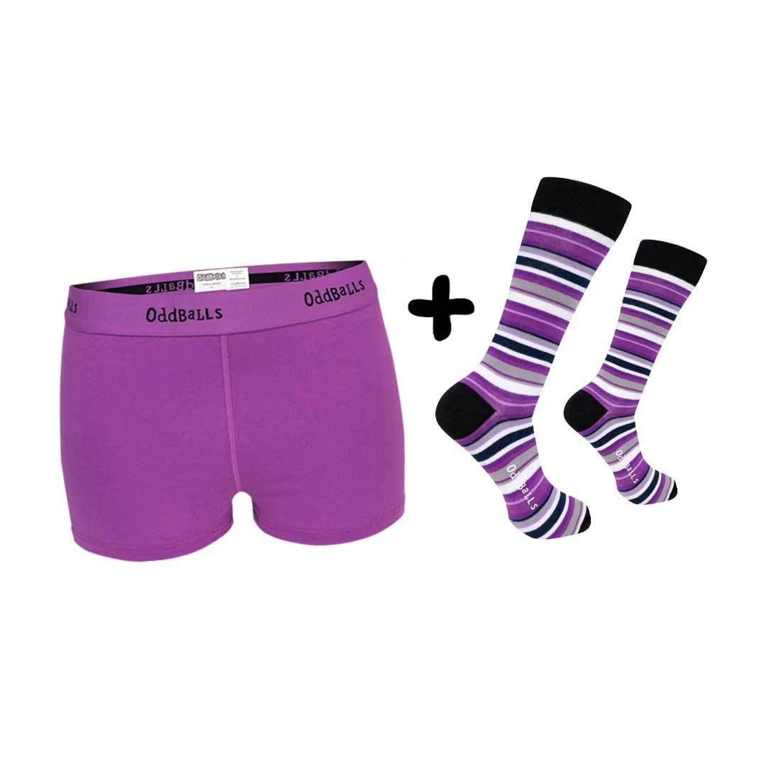 OddBalls Ladies Boxer Shorts & Socks Monthly Subscription - Fun & Comfortable Underwear & Socks Set 4 OddBalls Subscriptions Boxers CLASSIC Subscription - Ladies Boxer Shorts & Socks Monthly Subscription
