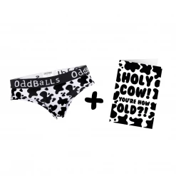 OddBalls Fat Cow - Ladies Briefs + Card Bundle Underwear & Birthday Cards