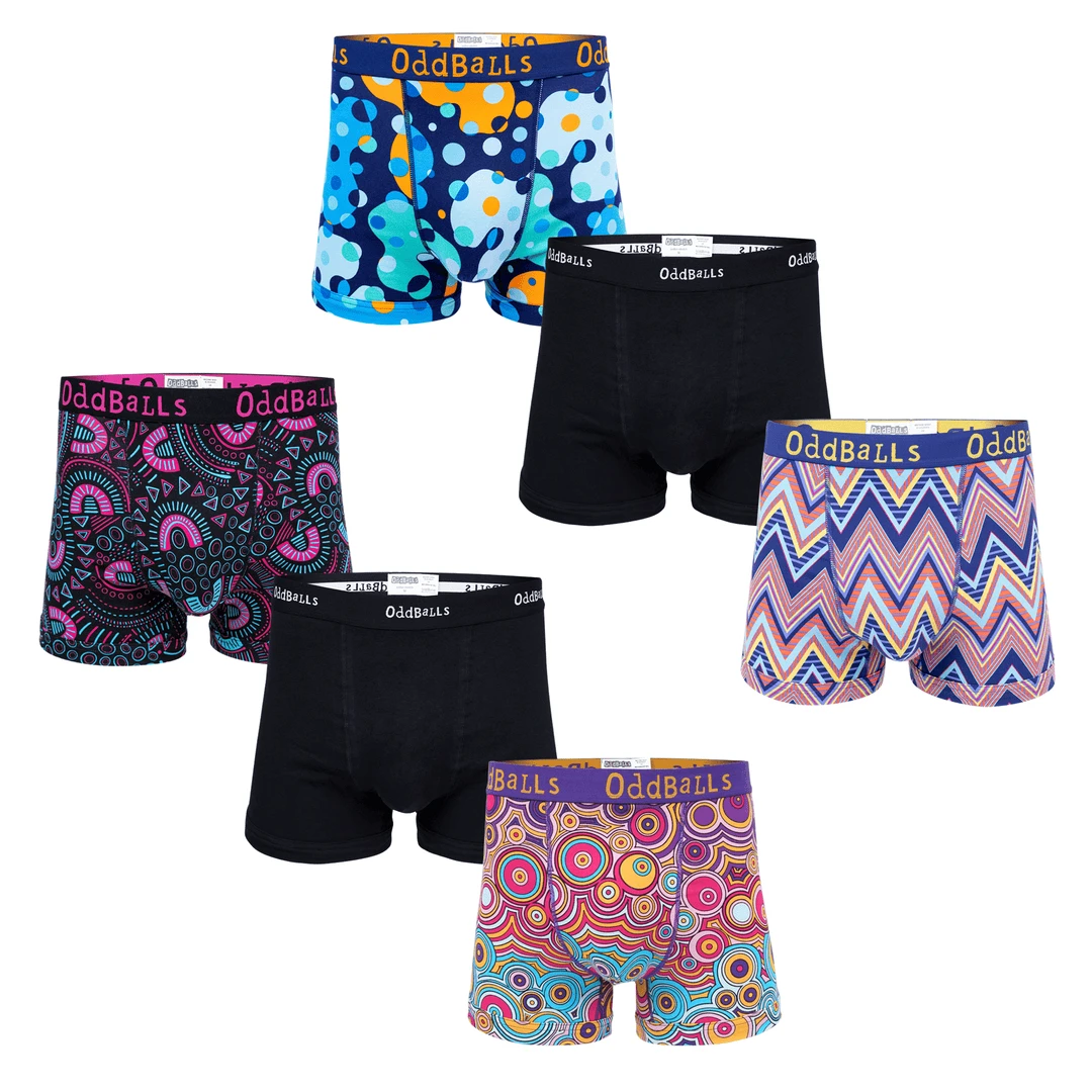 OddBalls Blended Bundle - 6 Pack Men's Boxer Shorts | Comfortable & Fun Underwear 3 OddBalls Blended Bundle - Mens Boxer Shorts 6 Pack Bundle