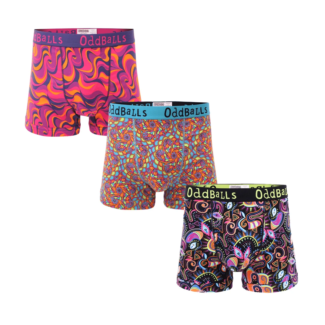 OddBalls The Rave Bundle - Men's Boxer Shorts 3 Pack | Fun & Comfortable Underwear 3 OddBalls The Rave Bundle - Mens Boxer Shorts 3 Pack Bundle