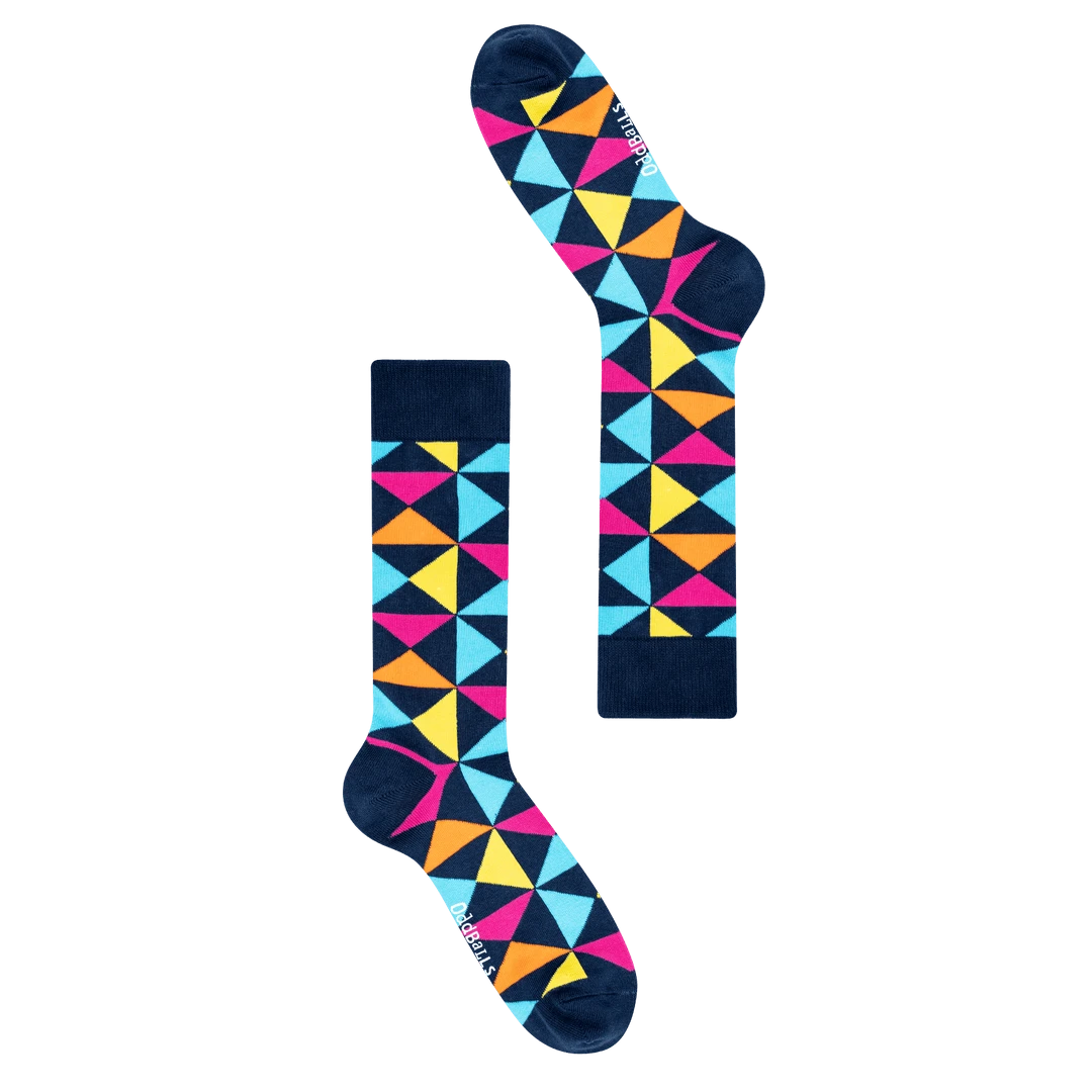 OddBalls Multi Triangles Pattern Socks - Fun & Comfortable Socks for Men & Women 3 OddBalls Multi Triangles - Socks