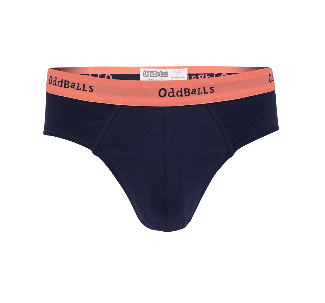 OddBalls Coral & Navy Teen Boys Briefs - Comfortable & Fun Underwear for Teens 3 OddBalls Coral & Navy - Teen Boys Briefs