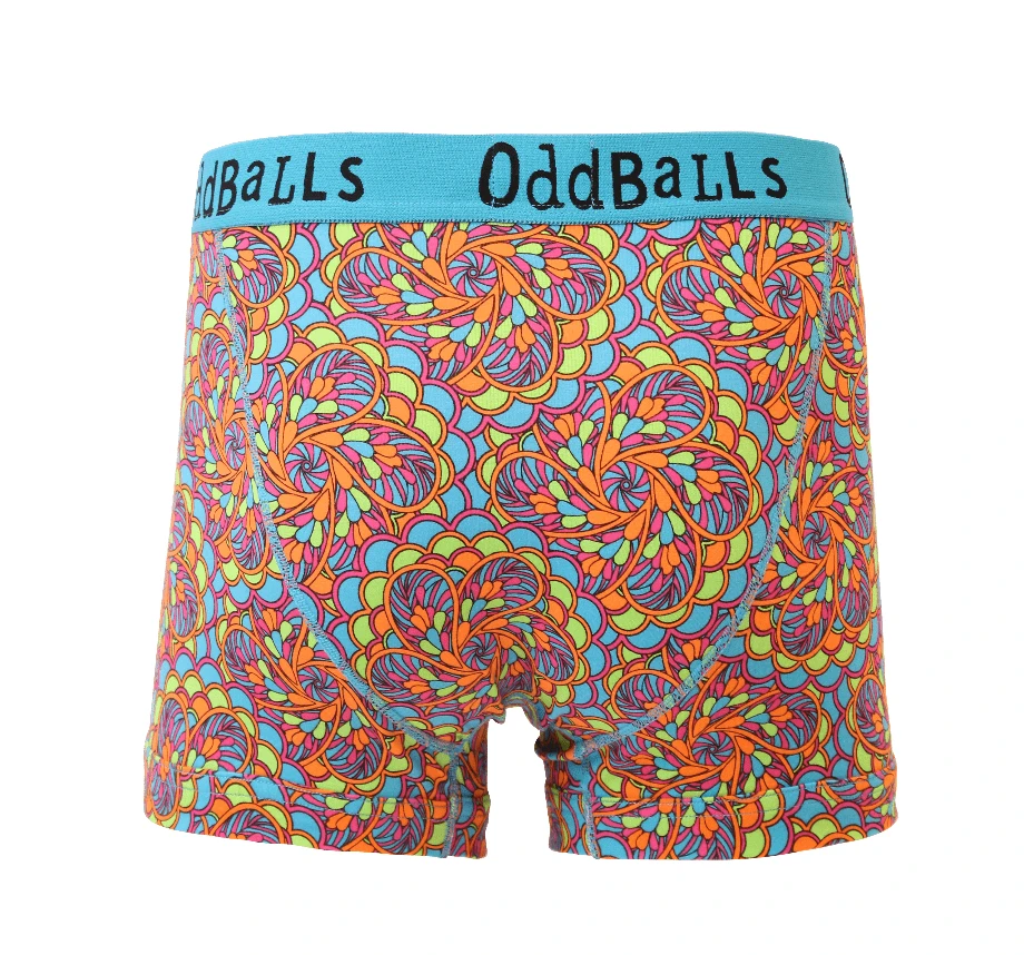 OddBalls Peacock Print Teen Boys Boxer Shorts - Fun & Comfortable Underwear 4 OddBalls Peacock - Teen Boys Boxer Shorts