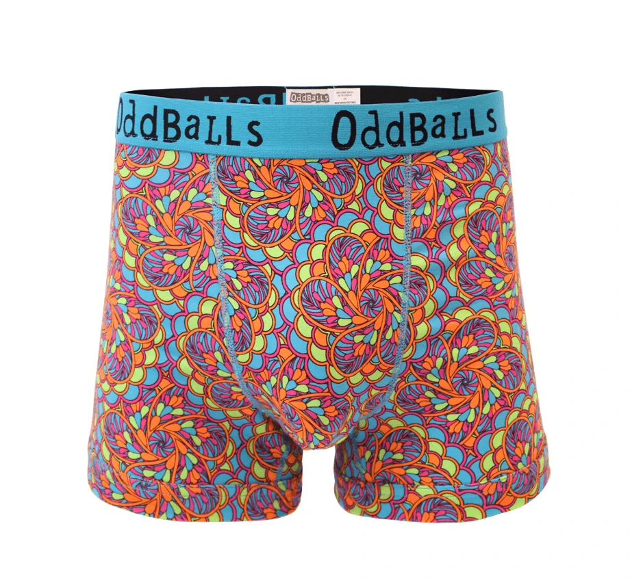 OddBalls Peacock Print Teen Boys Boxer Shorts - Fun & Comfortable Underwear 3 OddBalls Peacock - Teen Boys Boxer Shorts