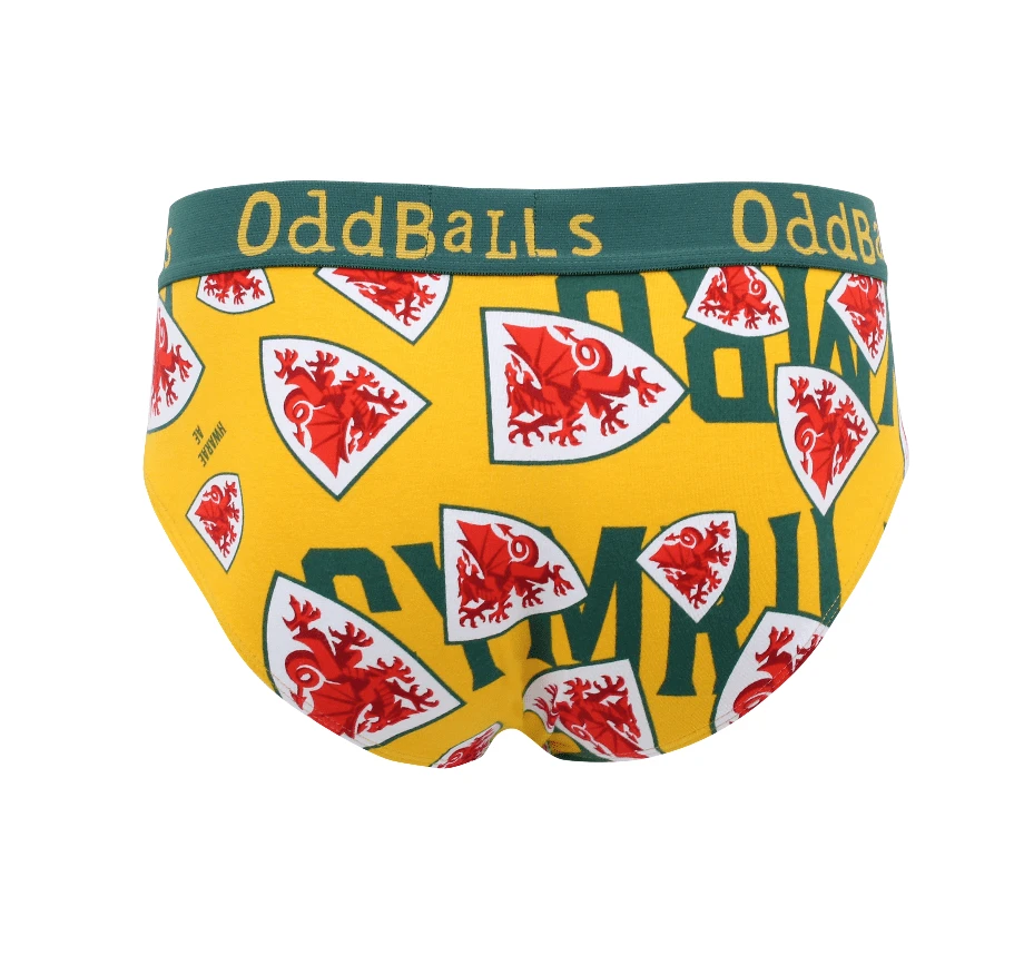 OddBalls FA Wales Yellow - Men's Comfortable Cotton Briefs | Fun & Supportive Underwear 4 OddBalls FA Wales Yellow - Mens Briefs