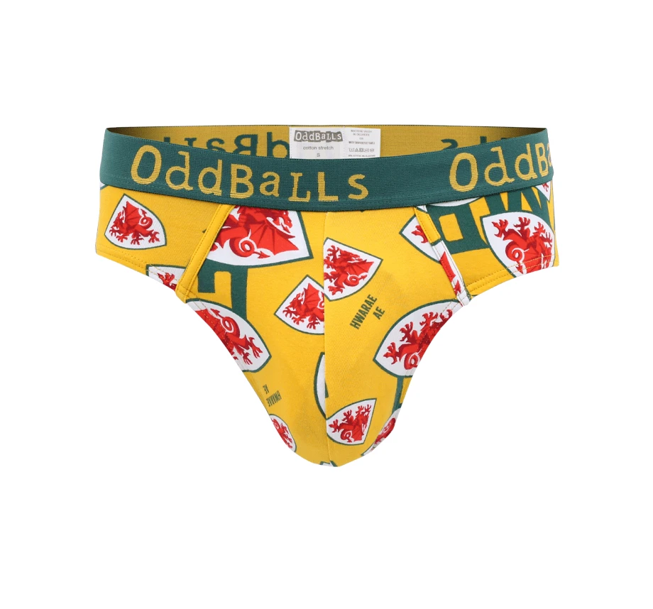 OddBalls FA Wales Yellow - Men's Comfortable Cotton Briefs | Fun & Supportive Underwear 3 OddBalls FA Wales Yellow - Mens Briefs