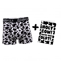 OddBalls Fat Cow - Mens Boxer Shorts + Card Bundle