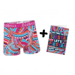 OddBalls Underwear & Birthday Cards Fiesta - Mens Boxer Shorts + Card Bundle